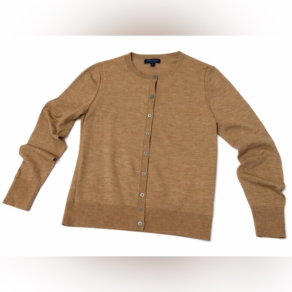 Banana Republic Camel Tan Merino Wool Lightweight Cardigan Sweater, Size M - Picture 2 of 6